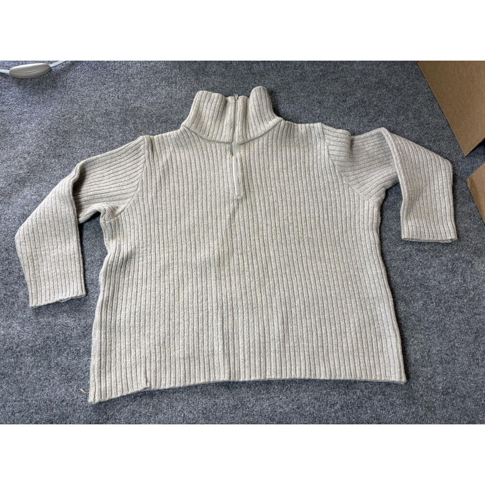 Notations Sweater Mens L Gray Chunky Knit 1/4 Zip Mock Neck Pullover Long Sleeve